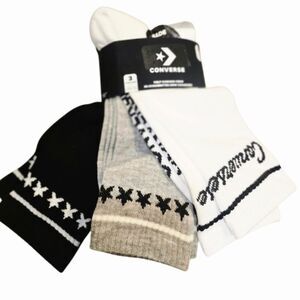 Converse Hslf Cushion 3-PK Signature Logo & Stars Crew Sock